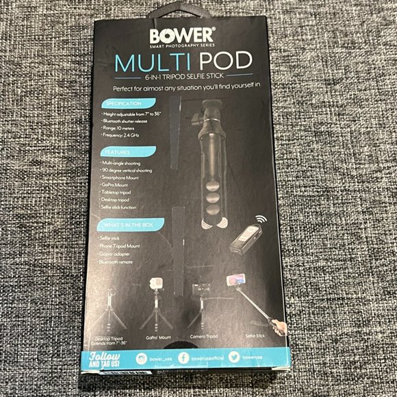 BOWER Multi Pod 6-in-1 tripod selfie stick New in Box - Picture 2 of 3